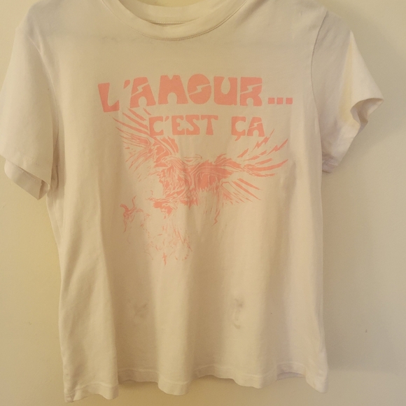 Zadig & Voltaire Graphic Tee White Pink Print Size S GUC - Picture 6 of 6